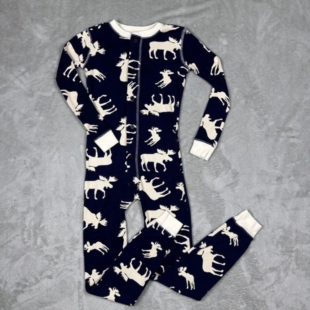 Lazy One Kids Blue Moose Flapjacks Pajamas One‎ Piece Size 8 Sleepwear